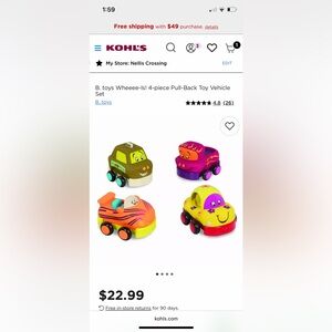 B Toys Wheeee - is! 4 piece toy pull back vehicles cars